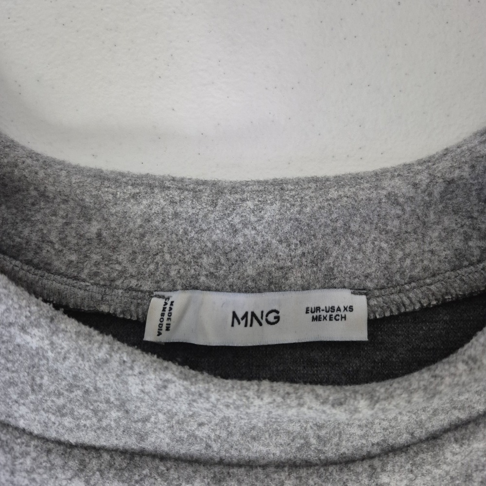 MNG by Mango Sweatshirt Womens XS Gray Crewneck Cropped Boxy Boho Pullover - Picture 2 of 8